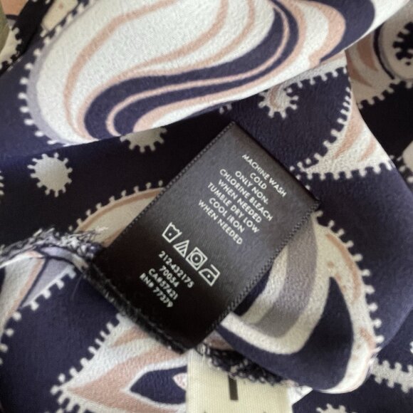 Ann Taylor Black Pink Blue & White Floral Henley Boho Top Blouse - Size SP (S7) - Picture 10 of 11